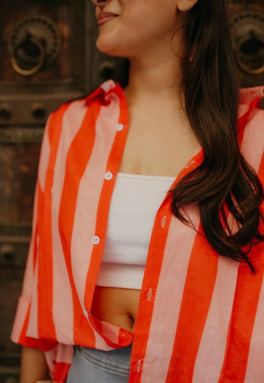 The Striped Shirt in Peach